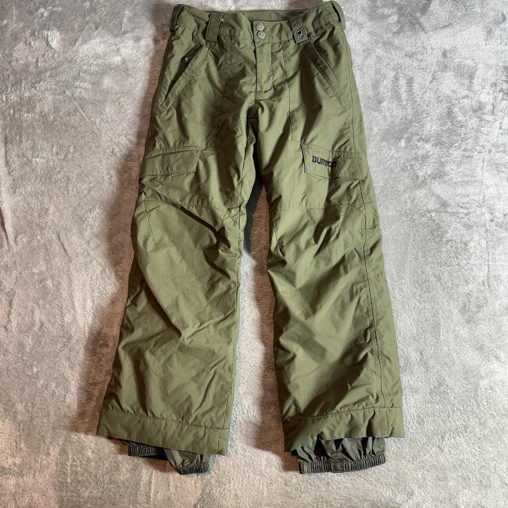 Burton The White Collection Snowboard Ski Pants Green Dryride Cargo 28x28